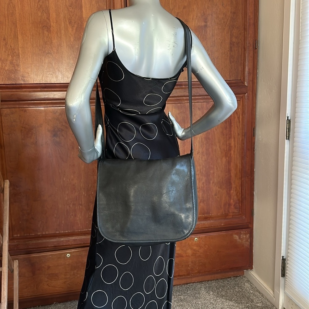 HOBO Black Leather Large Flap Moto Bag